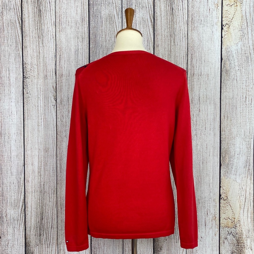 Tommy Hilfiger Women’s Red/Navy Argyle Sweater, M - Picture 7 of 8